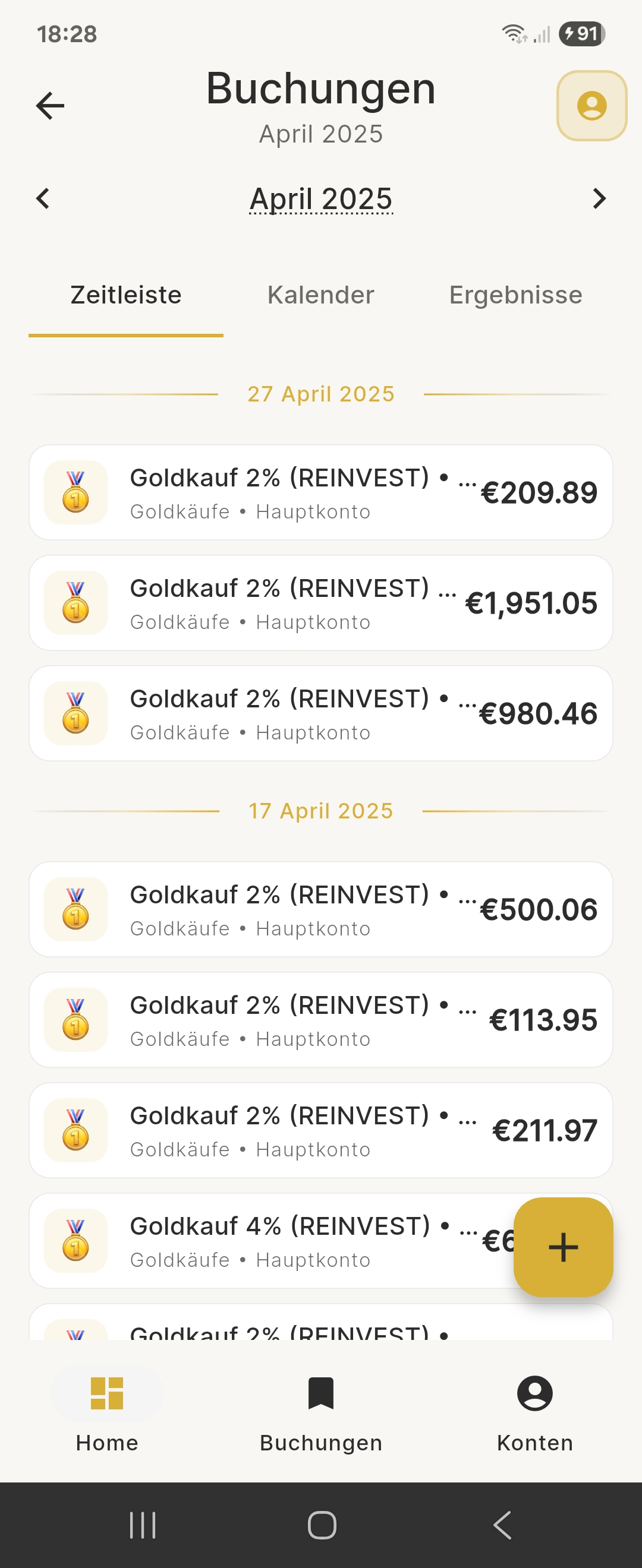 Budget Tracking - Gold Purchases
